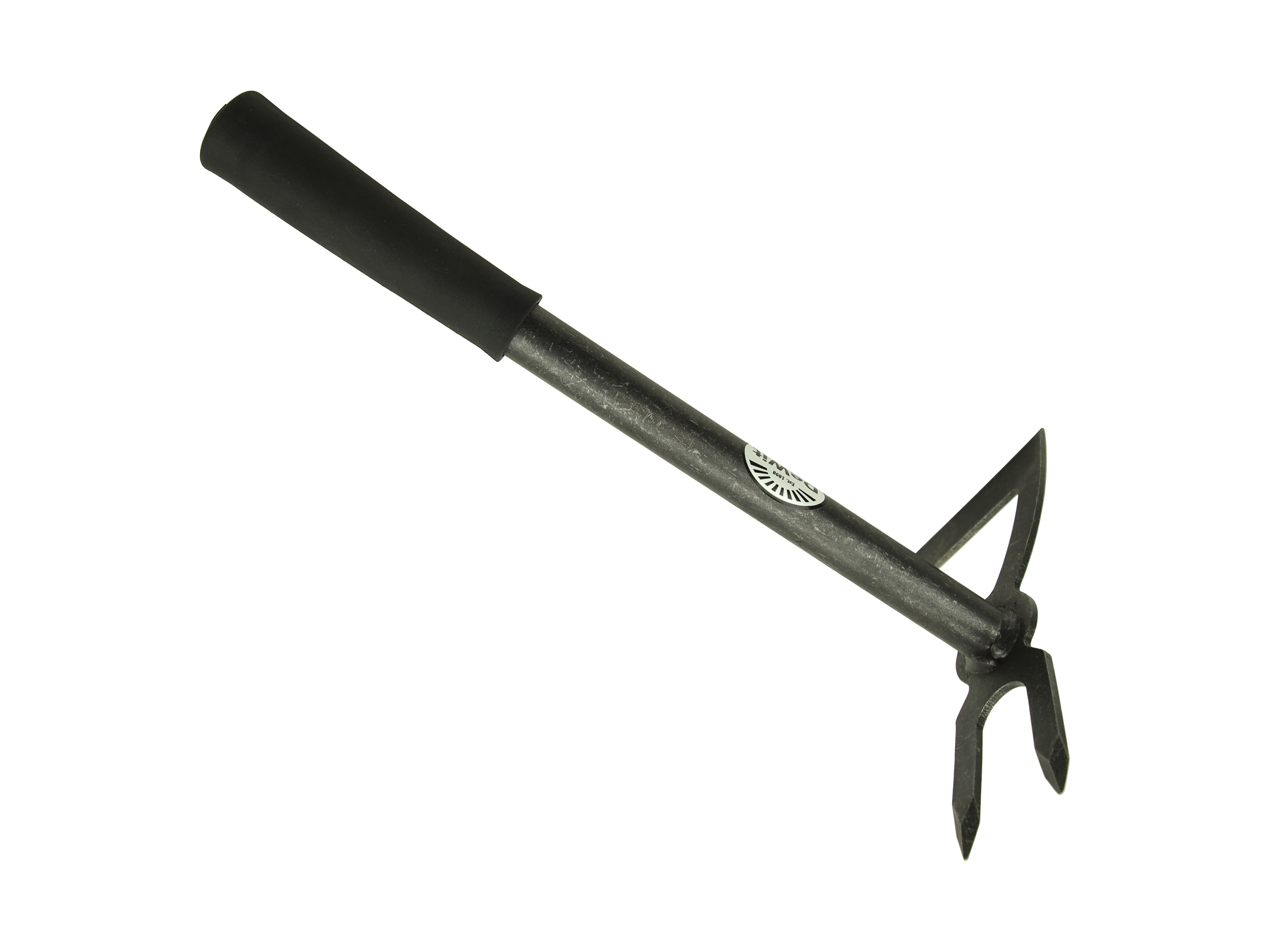 Combi Hoe with 2 tines and chopping head  with medium length tubular  steel handle